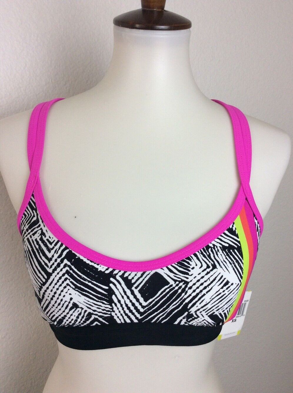 Trina Turk Active Workout Top Print Striped Padded
